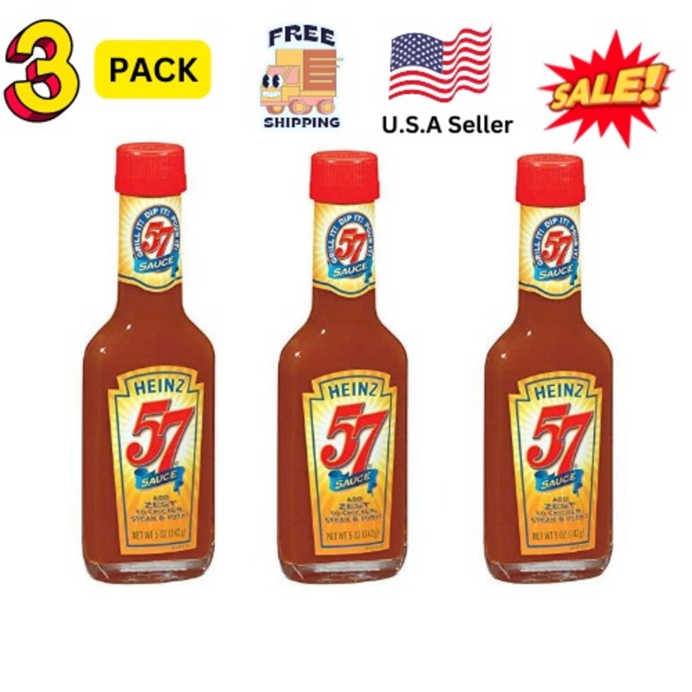 Heinz 57 Sauce 3-Pack 5oz Tangy Steak Chicken Pork Condiment Bottles New